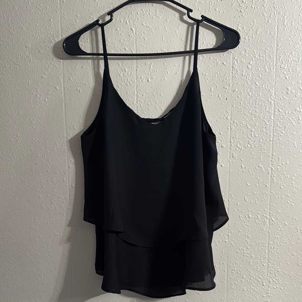 Black Sleeveless Asymmetrical Tiered Camisole